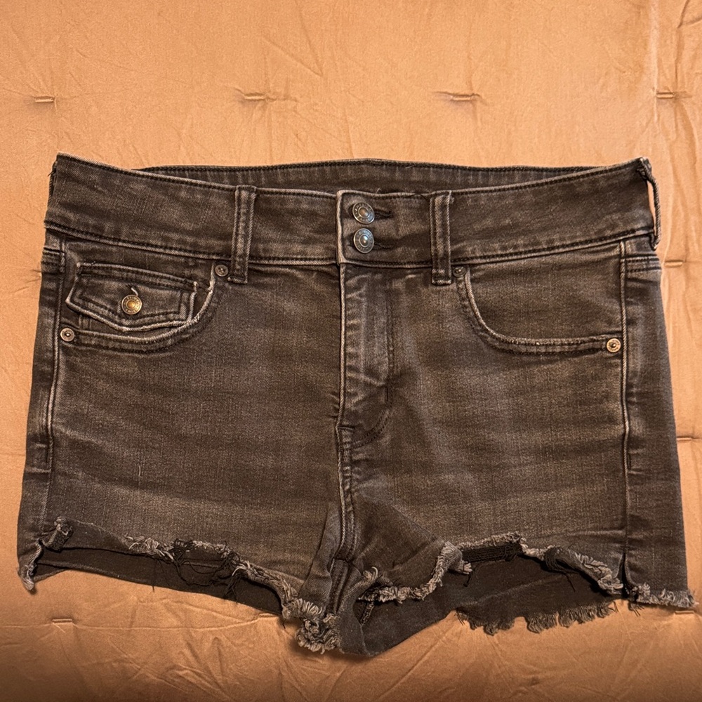 American Eagle Outfitters Black Frayed Hem Denim Cutoff Shorts